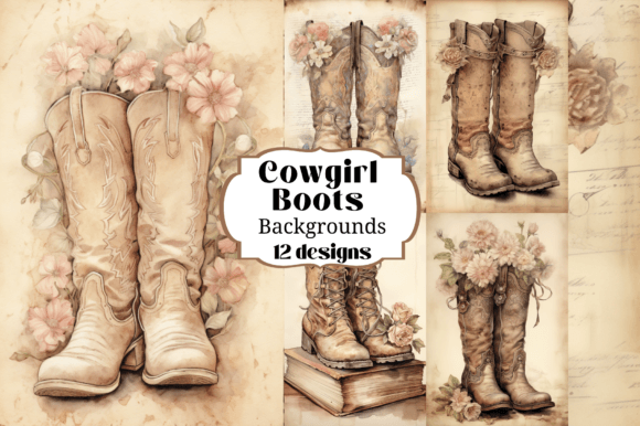 12 Pretty Cowgirl Boots Backgrounds for Digital Crafts