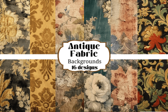 16 Antique Fabric Backgrounds for Vintage Crafts