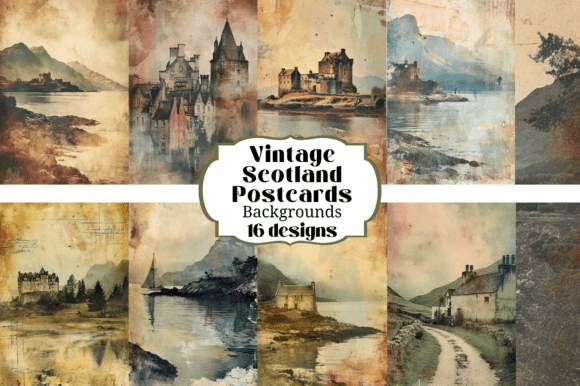 16 Vintage Scotland Postcard Backgrounds: A Crafter's Guide