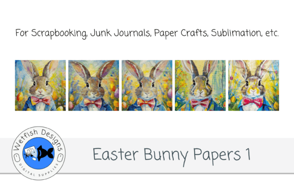 Adorable Easter Bunny Digital Backgrounds: 5 Designs for Your Projects