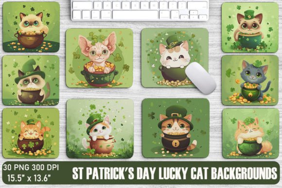 Bring Irish Charm to Your Designs with St Patrick's Day Lucky Cat Backgrounds