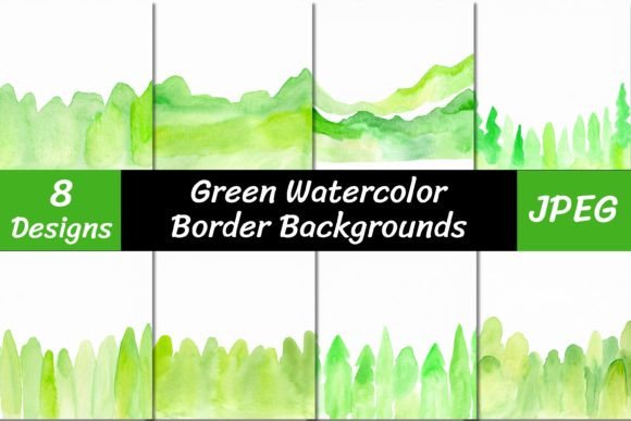 Elevate Your Designs with Green Watercolor Border Backgrounds