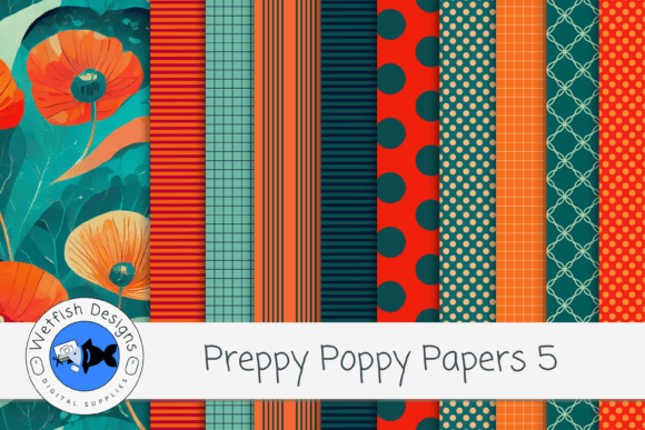 Preppy Poppy Digital Paper Backgrounds 5: Your Go-To for Vibrant Design