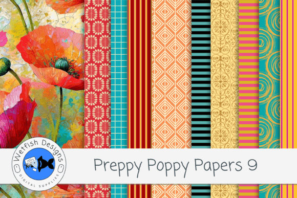 Preppy Poppy Digital Paper Backgrounds 9: Elevate Your Creative Projects