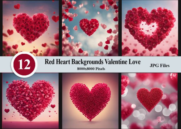 Red Heart Backgrounds Valentine' Day: Love Valentine's Day High-quality Digital Backdrops for your photos