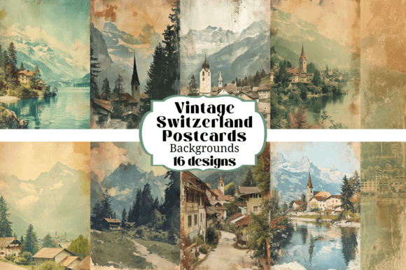 Timeless Swiss Charm: 16 Vintage Postcard Backgrounds